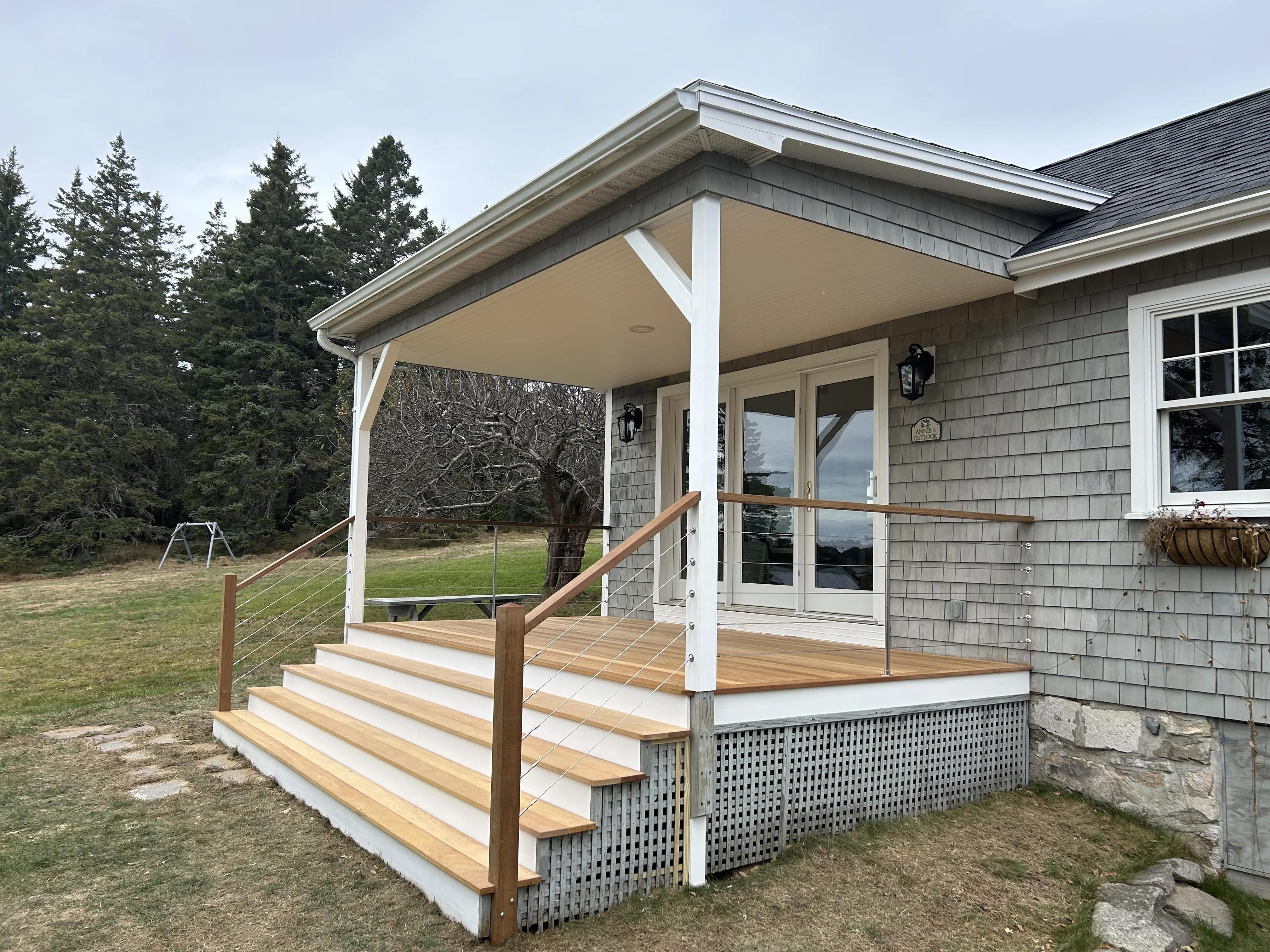 Bass Harbor porch restoration with Garapa deck