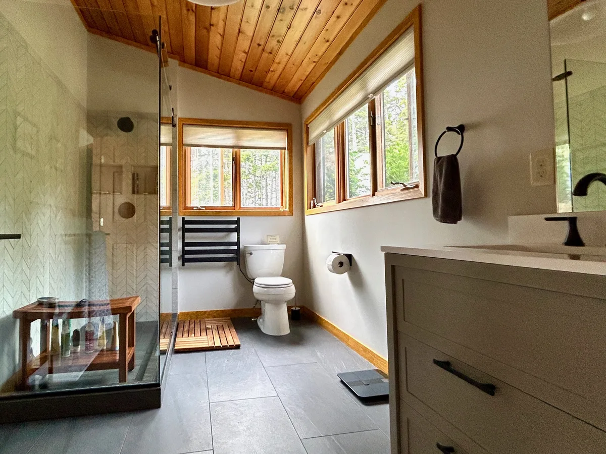 Whole-home bathroom renovation by Oceanside Carpentry, coastal Maine